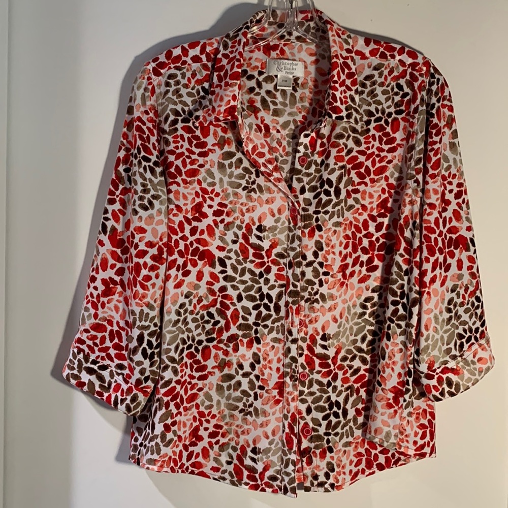 Classic blouse White,pink, taupe, red 3/4 banded sleeve 100% poly PM